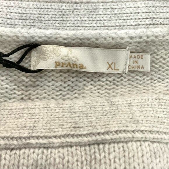 Prana Wool Blend Boatneck Sweater Button Shoulder Oatmeal Phono Sz XL New - Picture 7 of 12